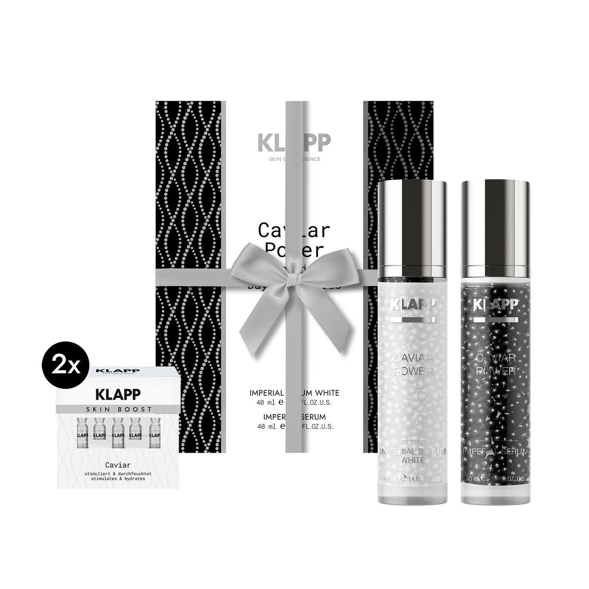 KLAPP Limited XMAS Collection Caviar Power Imperial Day & Night Duo + 2 x Skin Boost Caviar